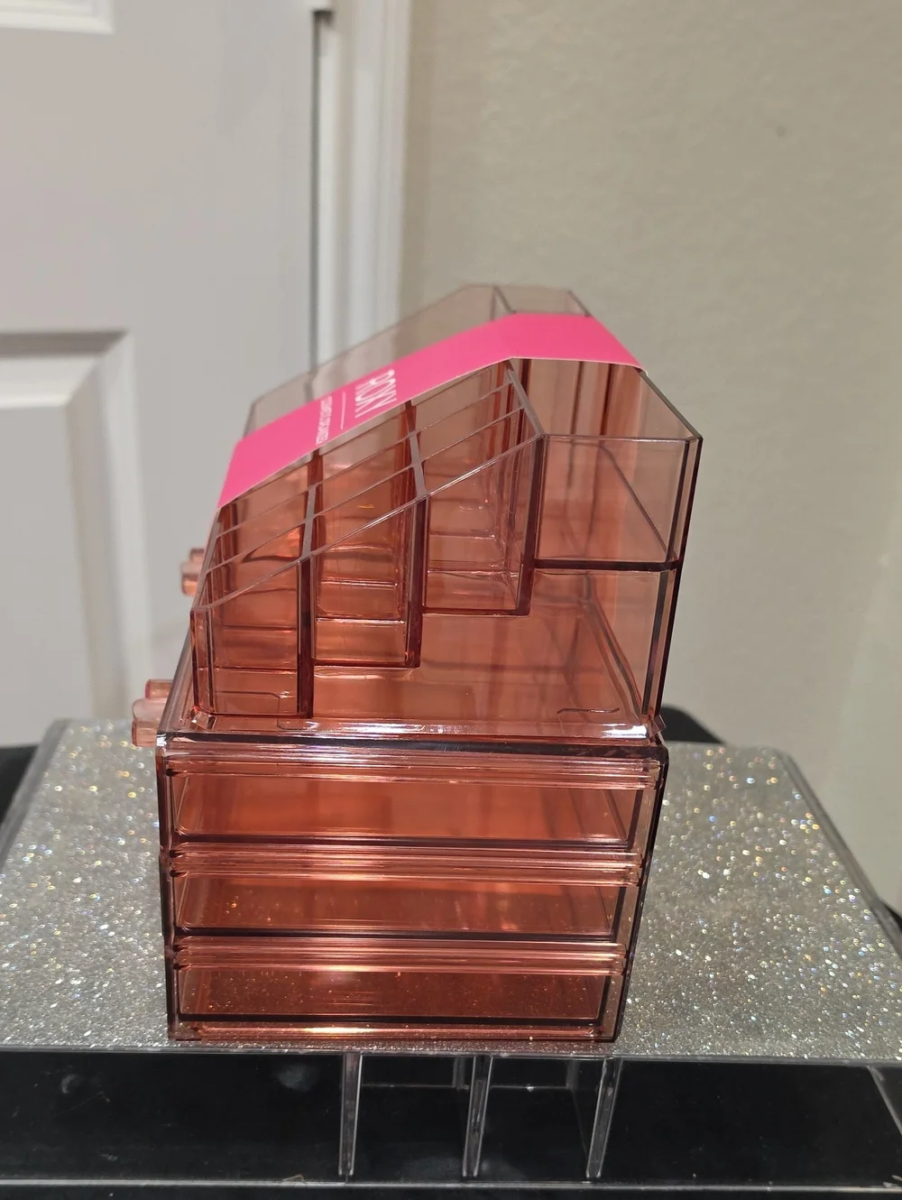 Roxy 2-Tier Pink Acrylic Cosmetic Organizer